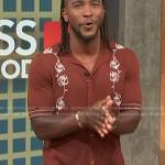 Scott’s brown floral embroidered shirt on Access Hollywood