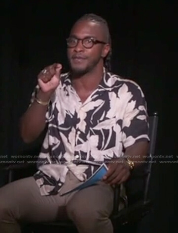 Scott’s black floral shirt on Access Hollywood