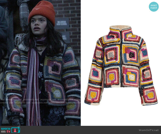Sea Bette Crochet Puffer Jacket worn by Minnie 'Mouse' Honrada (Malia Pyles) on Pretty Little Liars Original Sin
