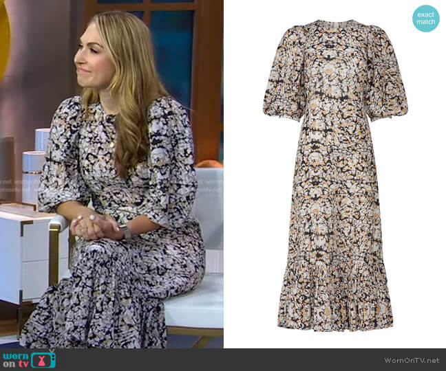 Sea Borealis Puff Sleeve Dress worn by Lori Bergamotto on Good Morning America