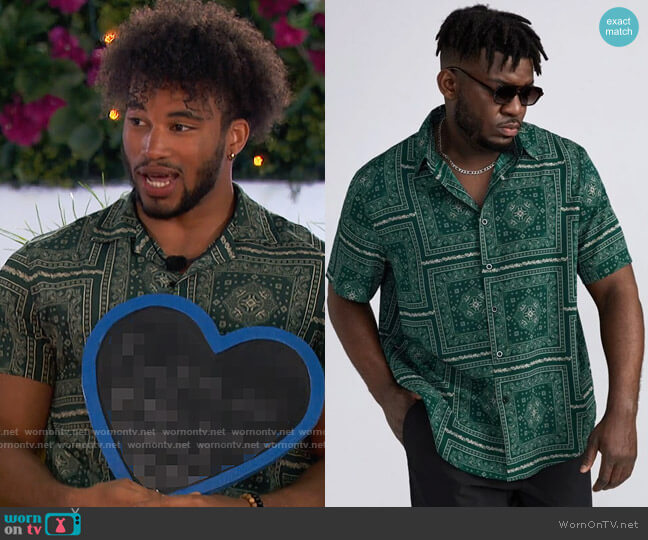 Paisley & Scarf Print Shirt from Shein worn by Chazz Bryant on Love Island USA
