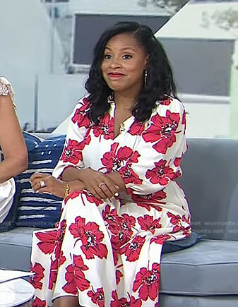 Sheinelle’s white and red floral print dress on Today