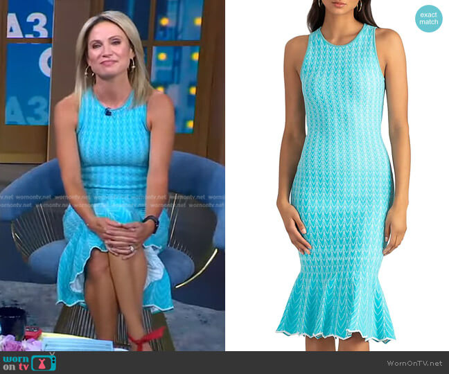 Shoshanna Avalon Dotted Knit Mermaid Dress worn by Amy Robach on Good Morning America