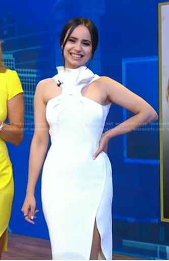 Sofia Carson’s white tie front dress on Good Morning America