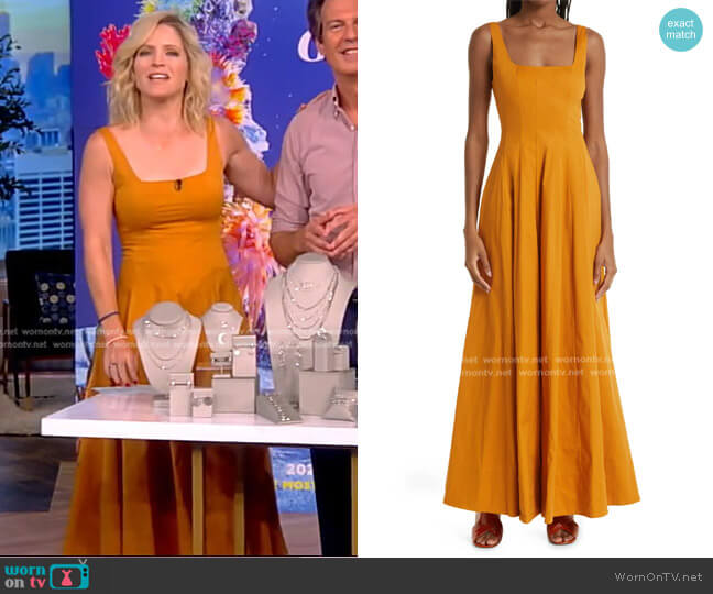 Staud Maxi Stretch Cotton Fit & Flare Dress worn by Sara Haines on The View