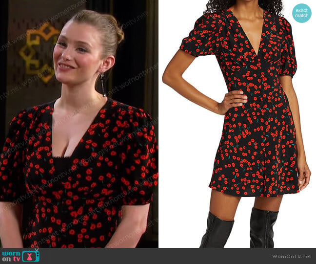 Staud Milla Poppy Print Minidress worn by Alice Caroline Horton (Lindsay Arnold) on Days of our Lives