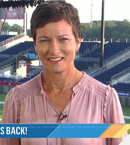 Stephanie’s pink ruffled top on Today