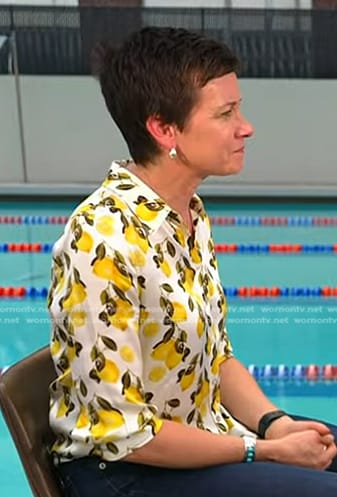 Stephanie’s white lemon print blouse on Today
