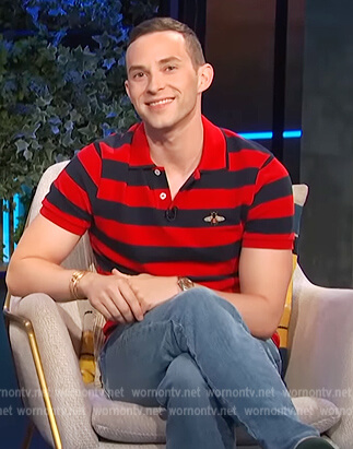 Adam Rippon’s red stripe shirt on E! News Daily Pop