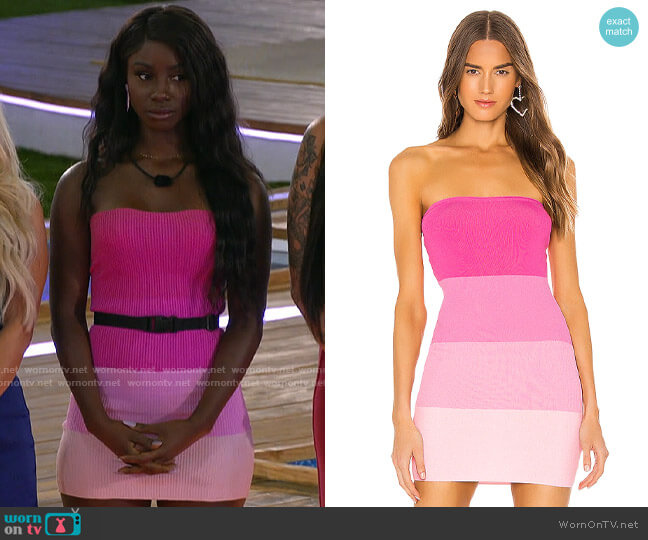 Superdown Perla Ombre Mini Dress in Pink Ombre worn by Sereniti Springs on Love Island USA