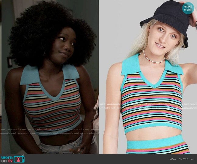 Wild Fable Cropped Jacquard Polo Sweater Tank Top worn by Elise (Raven Scott) on American Horror Stories