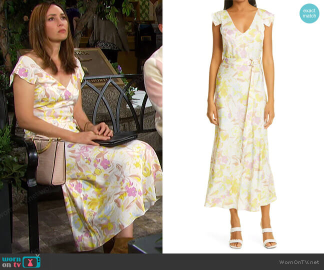 Ted Baker Necole Floral Belted Dress worn by Gwen Rizczech (Emily O'Brien) on Days of our Lives