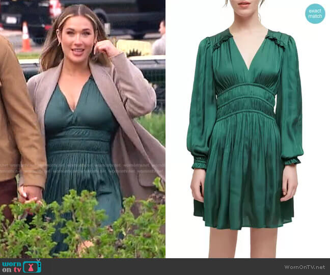 Maje Smocked Ruffled Dress worn by Rachel Recchia on The Bachelorette