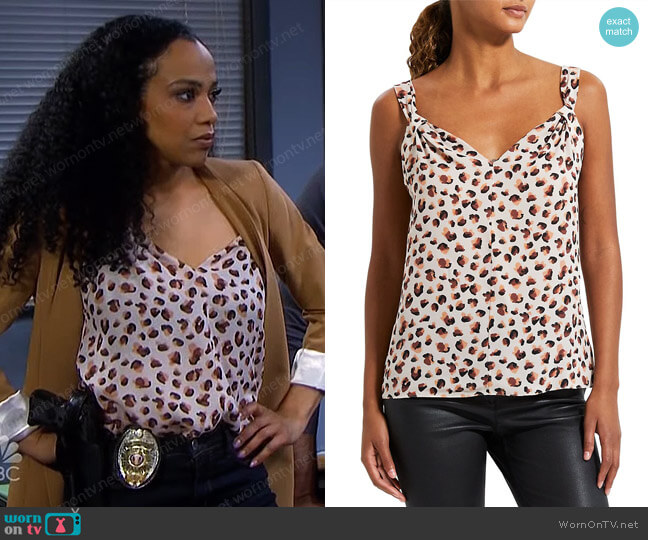 Theory Draped V-Neck Sleeveless Top worn by Jada Hunter (Elia Cantu) on Days of our Lives