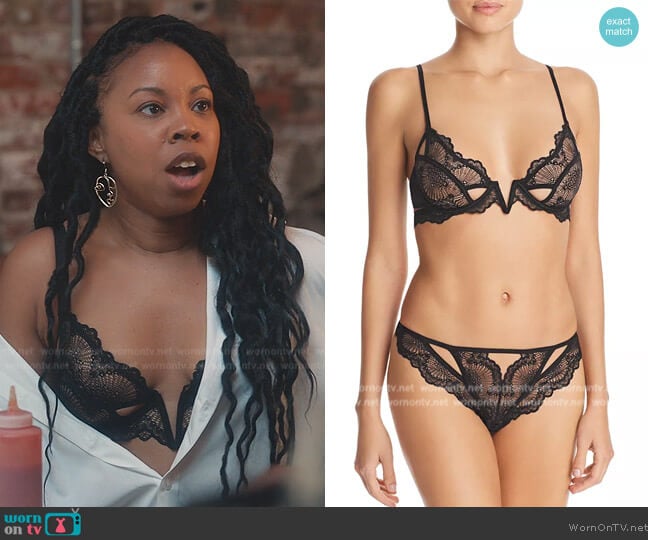 Thistle and Spire Kane V-Wire Lace Bra & Thong worn by Malika (Toccarra Cash) on Everythings Trash