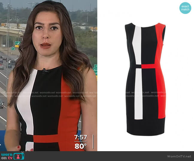 Joseph Ribkoff Color Block Dress worn by Jamie Warren on Good Morning America