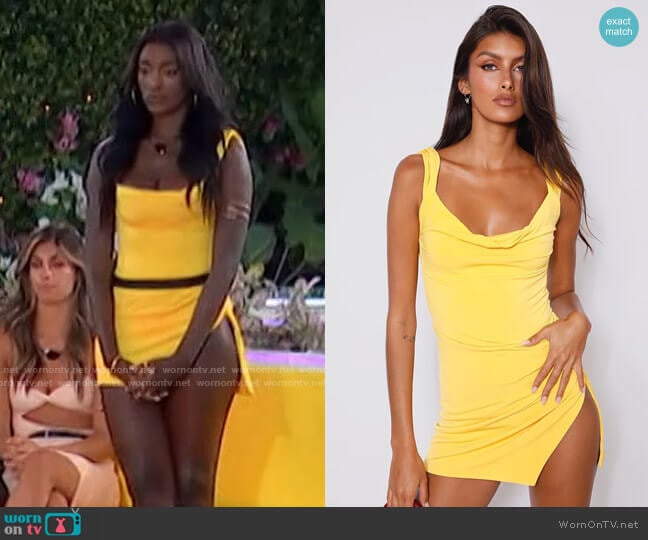 Tiger Mist Joslin Dress in Yellow worn by Zeta Morrison on Love Island USA