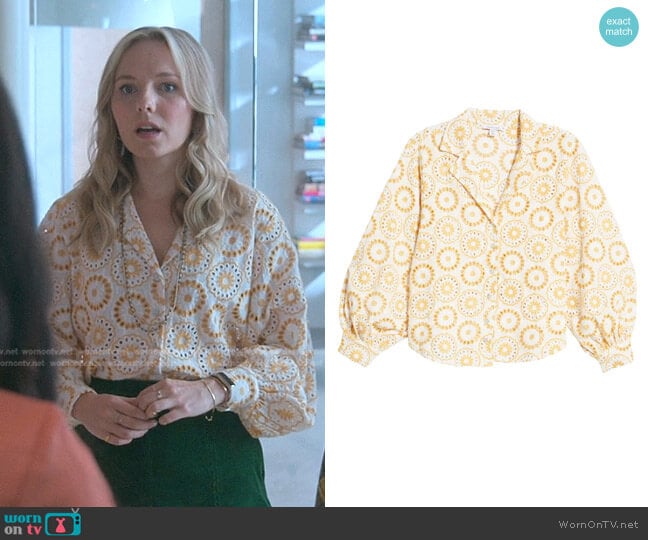 Topshop Floral Eyelet Embroidery Shirt worn by Claire Badgley (Seri DeYoung) on Good Trouble