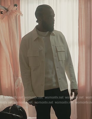 Trig’s white jacket on The Chi
