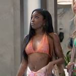 Trina’s orange printed bikini top and tie dye sarong on General Hospital