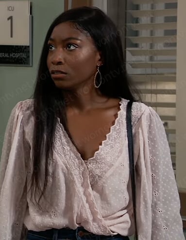Trina’s pink eyelet blouse on General Hospital