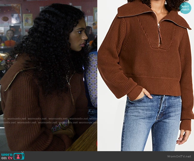 Varley Mentone Sweater in Tortoise Shell worn by Tabitha 'Tabby' Hayworth (Chandler Kinney) on Pretty Little Liars Original Sin