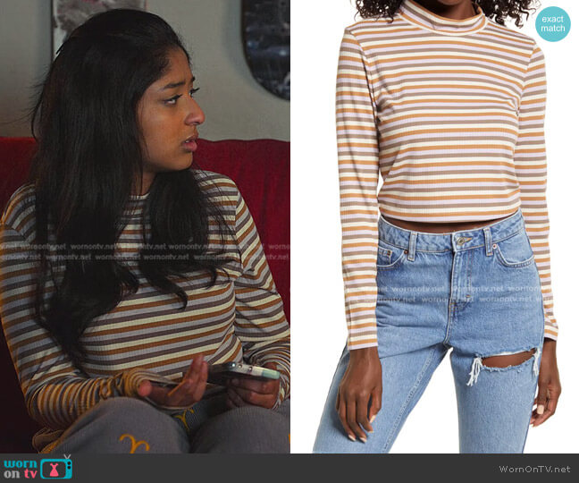 Vero Moda Frida Long Sleeve Mock Neck Top worn by Devi Vishwakumar (Maitreyi Ramakrishnan) on Never Have I Ever