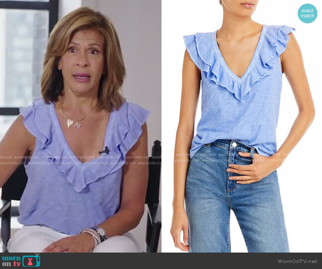 Veronica Beard Ellerie Ruffled V Neck Top worn by Hoda Kotb on Access Hollywood