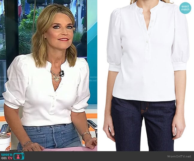 Veronica Beard Coralee Top worn by Savannah Guthrie on Today