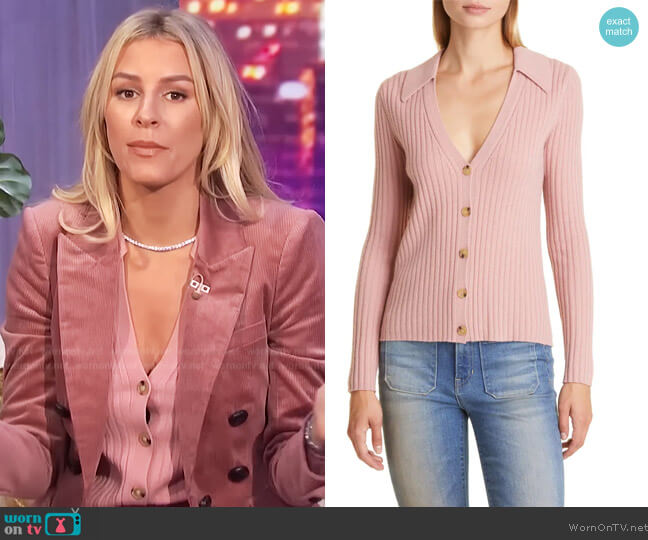 Veronica Beard Lazana Cashmere Cardigan worn by Morgan Stewart on E! News