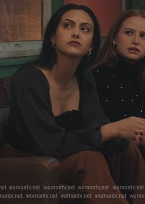 Veronica’s black square neck top on Riverdale