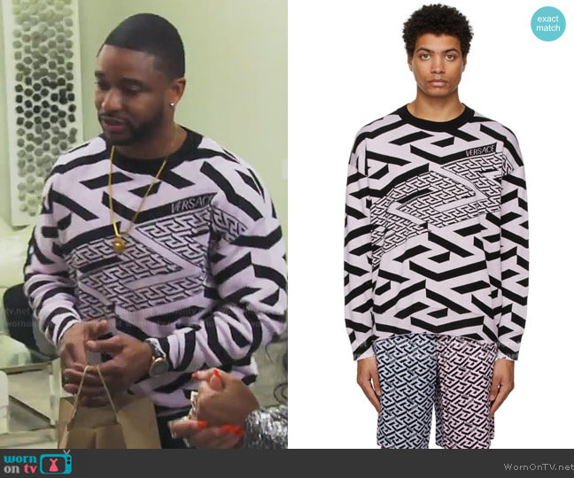 Versace Jacquard Signature Logo Sweater worn by Ralph Pittman on The Real Housewives of Atlanta