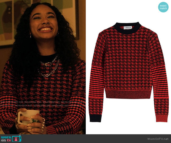 Victoria Beckham Mixed Print Sweater worn by Tabitha 'Tabby' Hayworth (Chandler Kinney) on Pretty Little Liars Original Sin