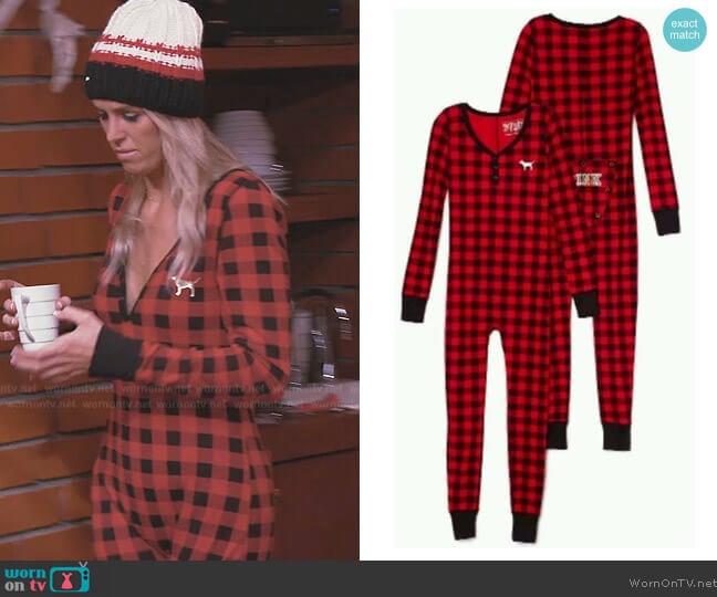 Victoria Secret Red Plaid Onesie worn by Olivia Flowers on Southern Charm