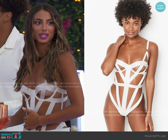 Victorias Secret Bondage Teddy worn by Phoebe Siegel on Love Island USA