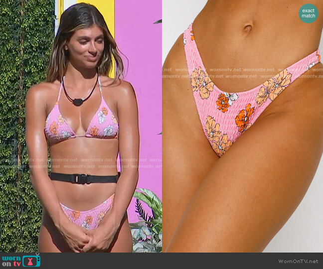White Fox Boutique Belmont Bottoms in Pink Bloom worn by Gabriella Barbaro on Love Island USA