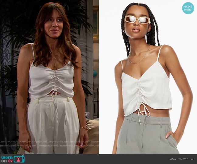 Wilfred Verso Camisole in Light Birch worn by Taylor Hayes (Krista Allen) on The Bold and the Beautiful
