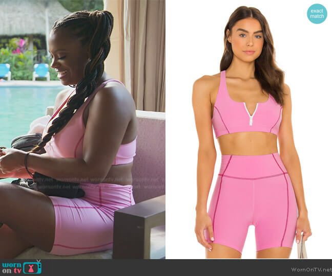 Year of Ours X Lindsey Harrod Zip Front Sports Bra worn by Kandi Burruss on The Real Housewives of Atlanta