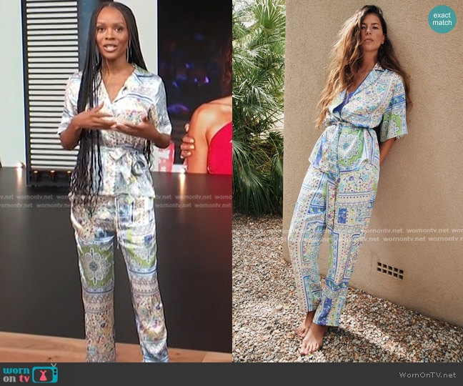 Zara Belted Print Blouse worn by Zuri Hall on Access Hollywood