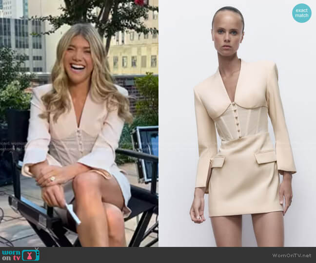Zara Corset Blazer Dress worn by Katie Sands on Access Hollywood