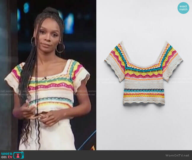 Zara Multicolored Knit Top worn by Zuri Hall on Access Hollywood