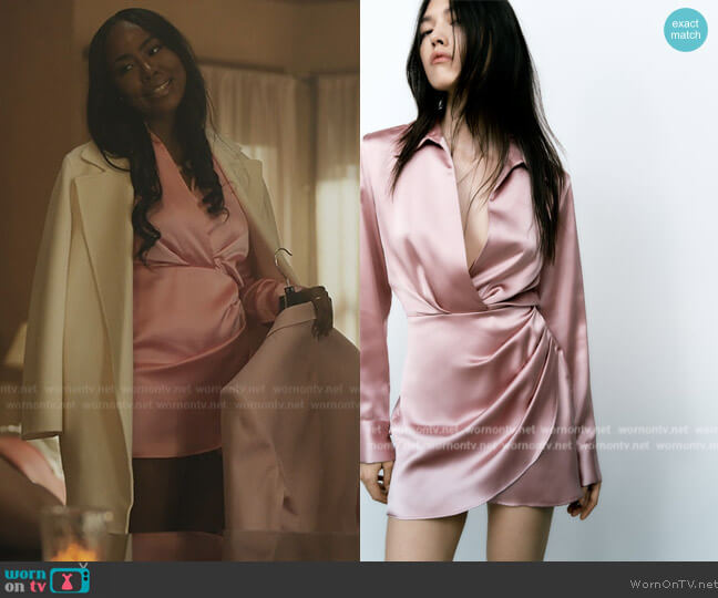 Zara Short Satin Dress worn by (Nia Jervier Carolyn) on The Chi