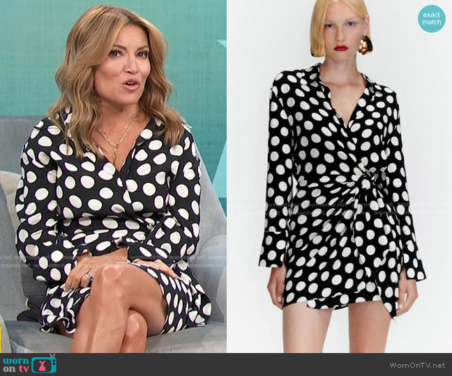Zara Dot Shirt Dress worn by Kit Hoover on Access Hollywood