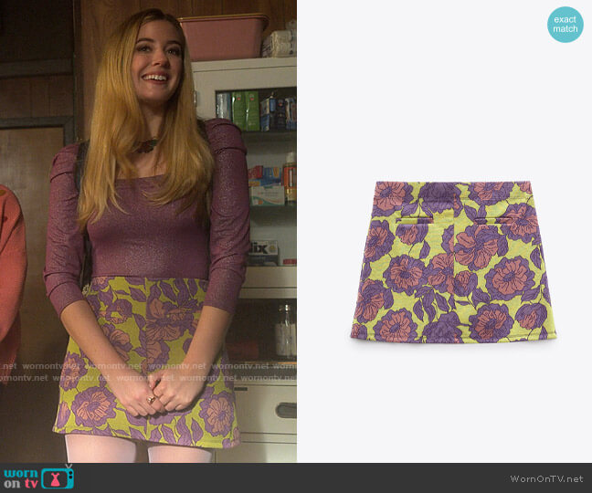 Zara Jacquard Mini Skirt worn by Kelly Beasley (Mallory Bechtel) on Pretty Little Liars Original Sin