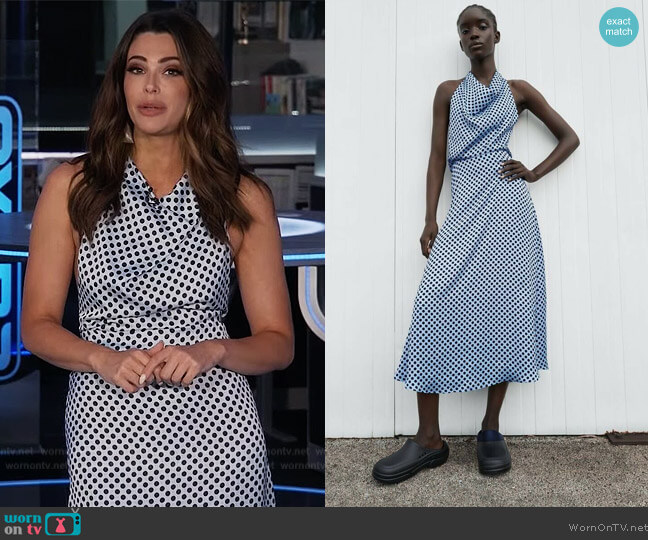 Zara Polka Dot Halterneck Dress worn by Jennifer Lahmer on Extra