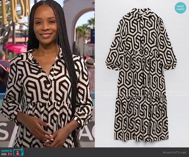 Zara Printed Midi Dress worn by Zuri Hall on Access Hollywood