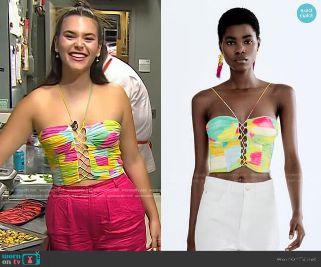 zara Ruched Printed Top worn by Elena Besser on Today