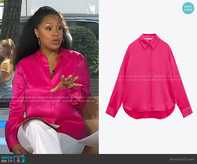 Zara Satin Effect Shirt worn by Sheinelle Jones on Today