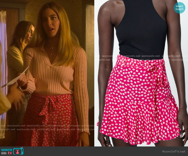 Zara Tied Floral Print Skort worn by Karen Beasley (Mallory Bechtel) on Pretty Little Liars Original Sin