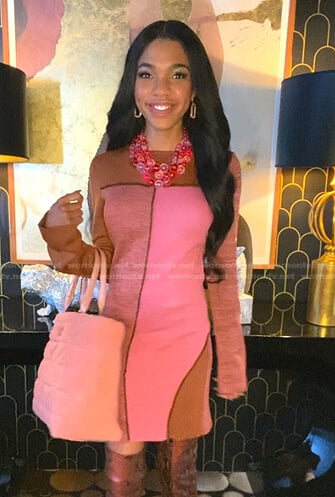 Zelda’s pink colorblock mini dress on Good Trouble